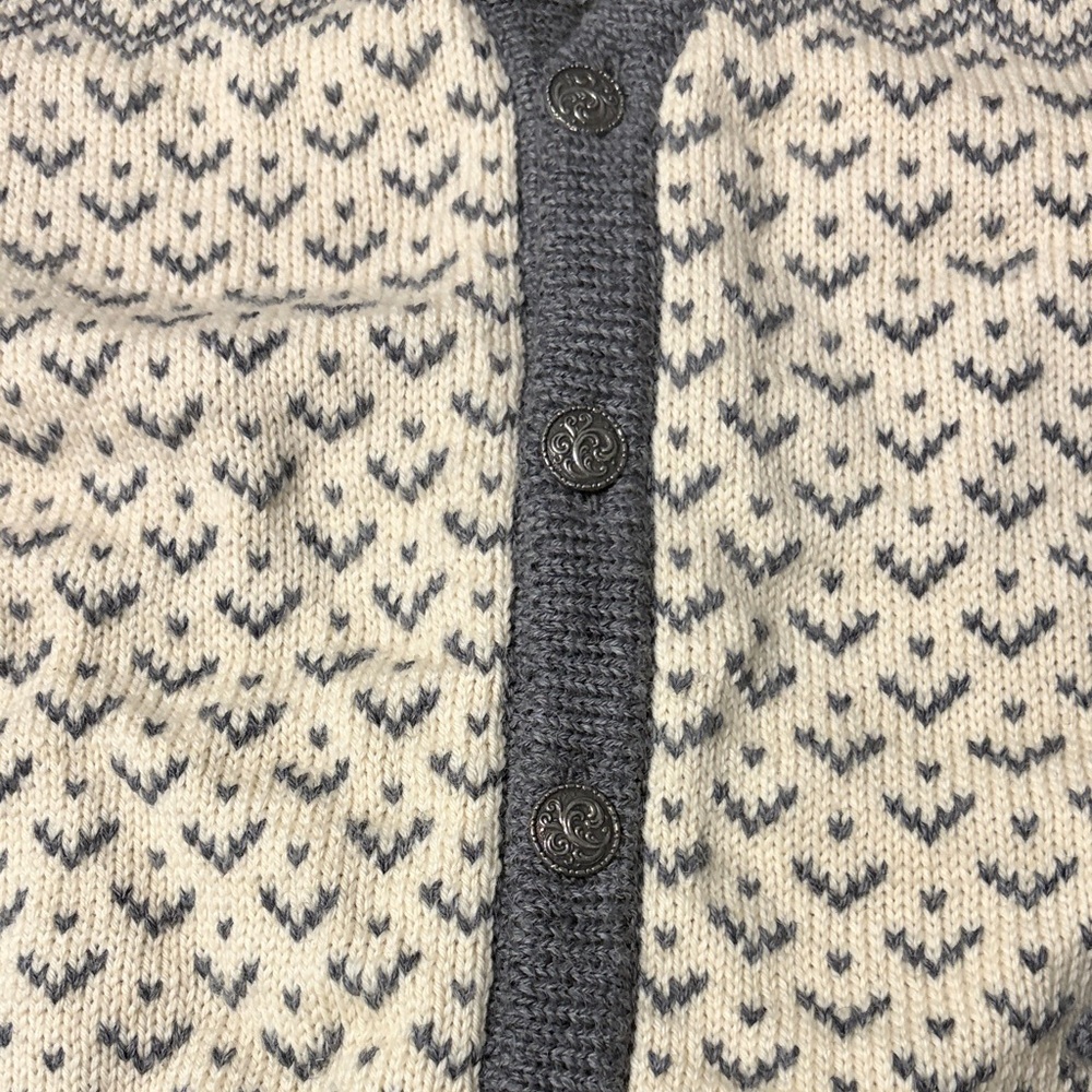 Dale of Norway 100% Wool  Gray and Cream Patterned Cardigan Size Large - Picture 4 of 12